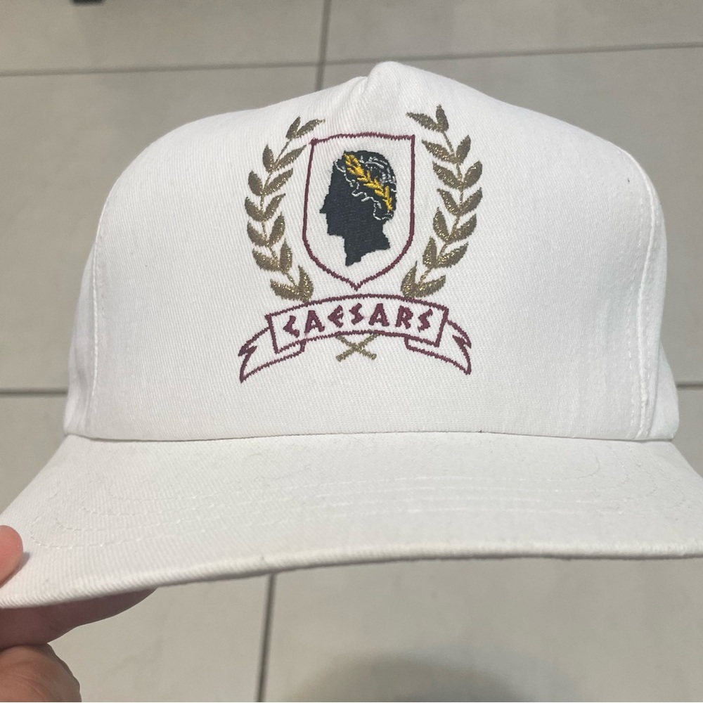 Vintage Caesars Palace Las Vegas White  Snapback Hat Cap